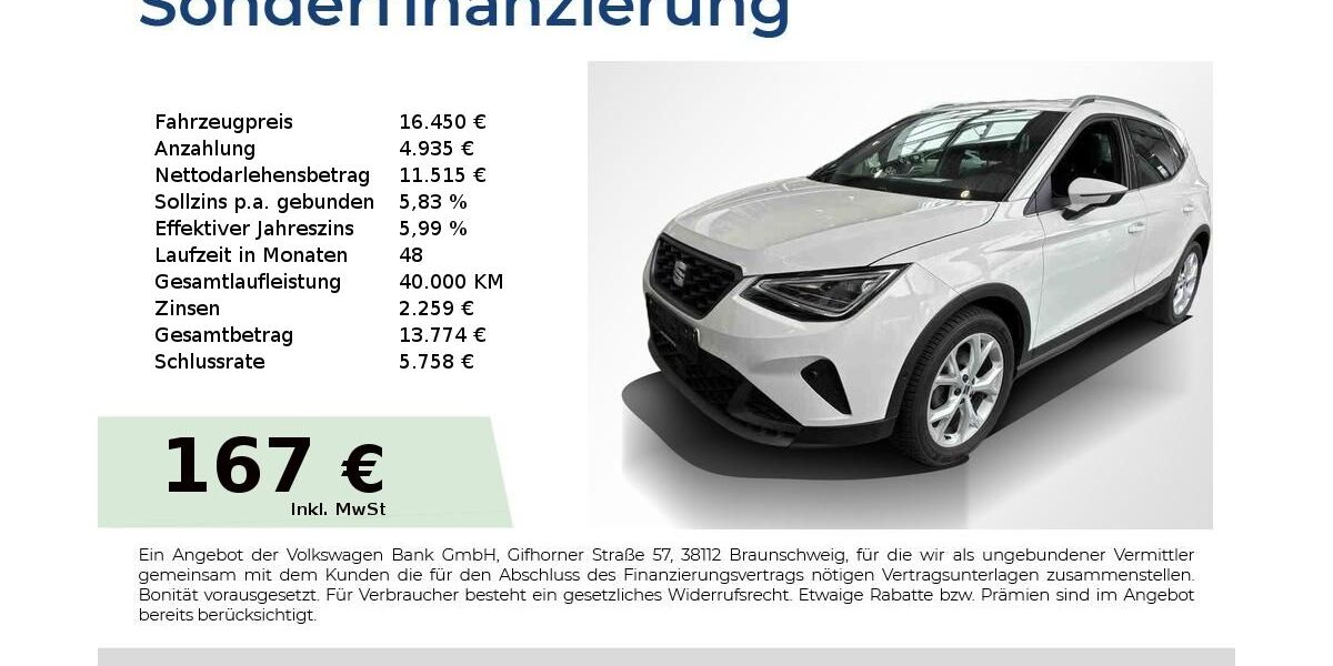 Seat Arona 61.950 km 16.220 &euro; Nürnberg 90431