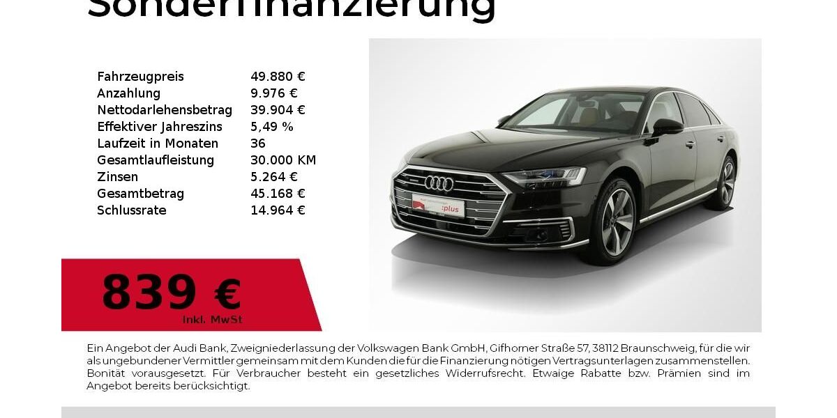 Audi A8 39.999 km 48.880 &euro; Nürnberg 90441