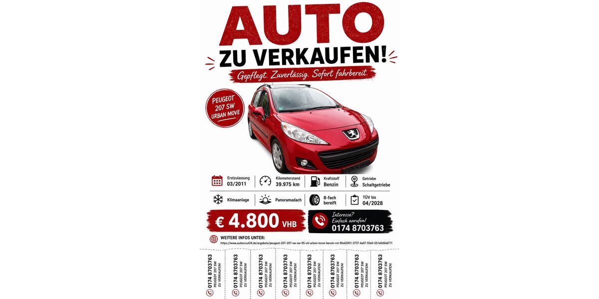 Peugeot 207 39.975 km 4.800 &euro; Fürth 90765