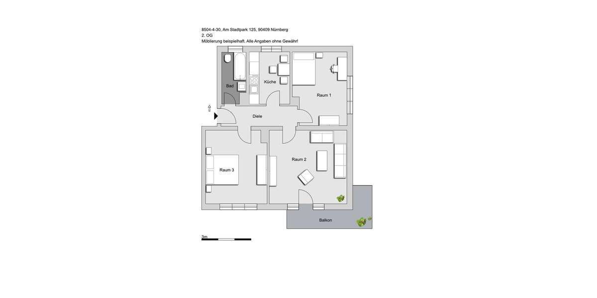 Etagenwohnung Nürnberg Maxfeld - 3 Zimmer, 72 m&sup2;, 785&euro; | Angebot:27342128